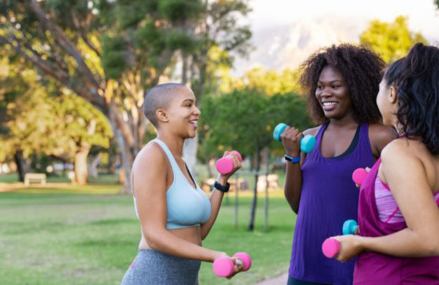 three girls doing basic exercises in Bay Area