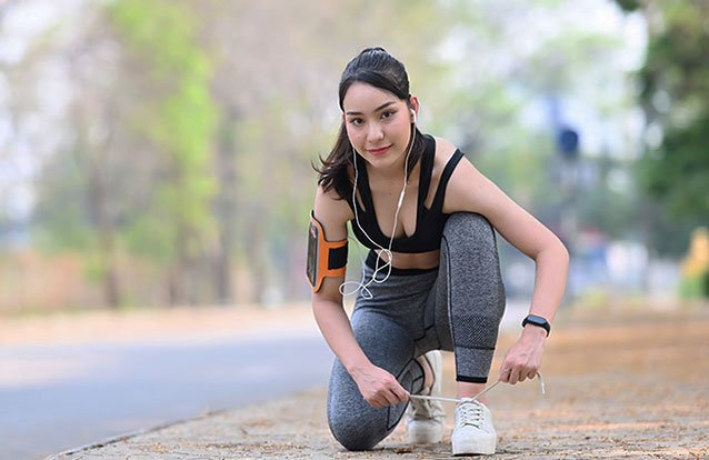 Woman getting into shape in Bay Area